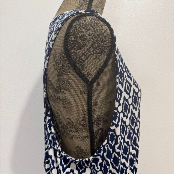 Banana Republic Blue & White Sleeveless Maxi CrissCross Back Dress Size XL READ - Picture 8 of 14